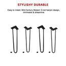 Set of 4 Industrial Retro Hairpin Table Legs 12mm Steel Bench Desk 45cm Leg