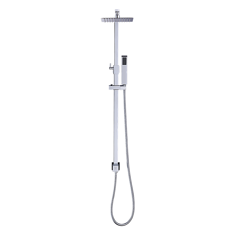 WELS 8" Rain Shower Head Set Square Dual Heads Faucet High Pressure Hand Held