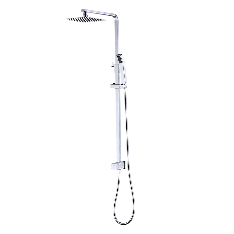 WELS 8" Rain Shower Head Set Square Dual Heads Faucet High Pressure With Mixer