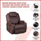 Brown Massage Sofa Chair Recliner 360 Degree Swivel PU Leather Lounge 8 Point Heated