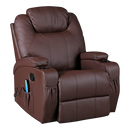 Brown Massage Sofa Chair Recliner 360 Degree Swivel PU Leather Lounge 8 Point Heated