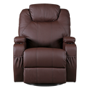 Brown Massage Sofa Chair Recliner 360 Degree Swivel PU Leather Lounge 8 Point Heated