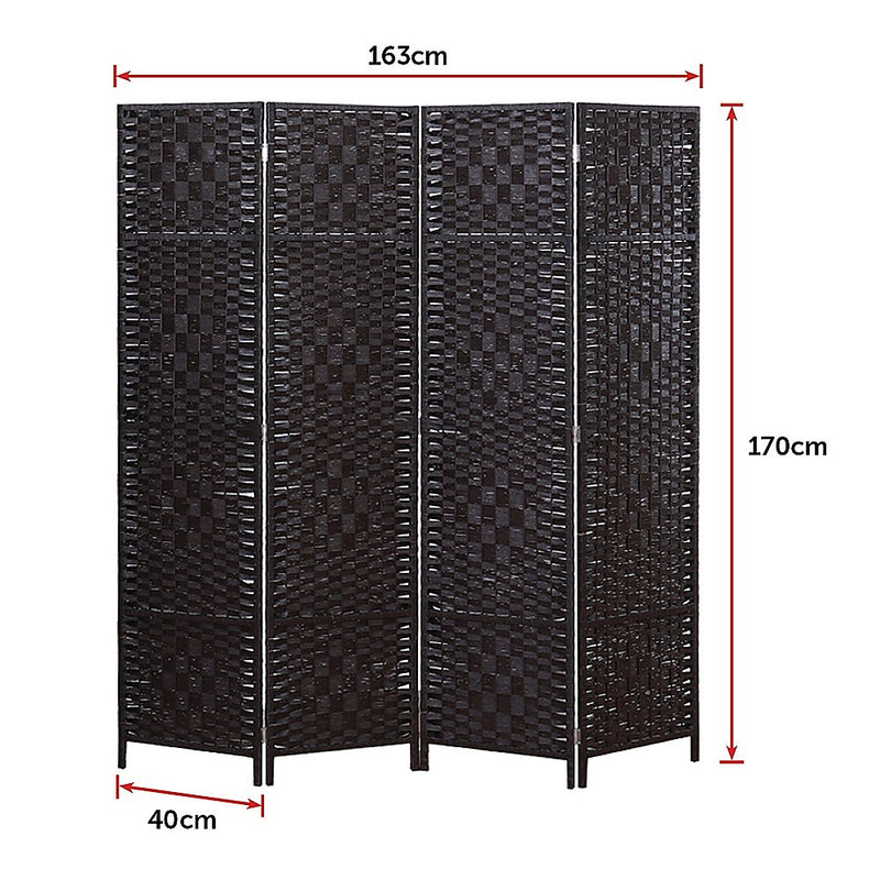 4 Panel Room Divider Screen Privacy Rattan Dividers Stand Fold