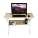 Wood & Metal Computer Desk with Shelf Home Office Furniture