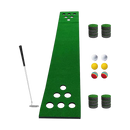 Golf Beer Pong Game Toy Set Green Golf Putting Matt with 2 Putters, 6 Balls