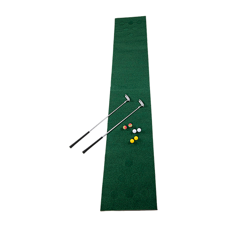 Golf Beer Pong Game Toy Set Green Golf Putting Matt with 2 Putters, 6 Balls