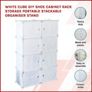 White Cube DIY Shoe Cabinet Rack Storage Portable Stackable Organiser Stand