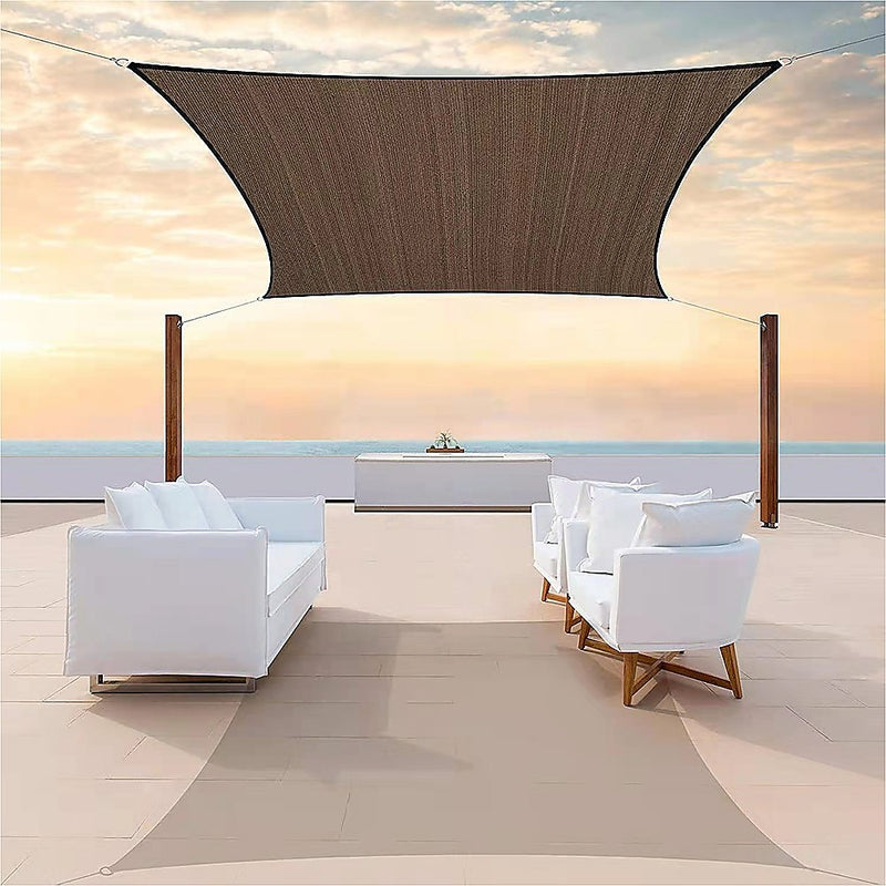 Rectangle Sun Shade Sail Fabric Garden Patio Pool Awning Canopy Cover Coffee