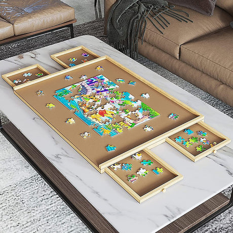 Wooden Jigsaw Puzzle Table Board Storage Table Tray Puzzle For Adult Kid