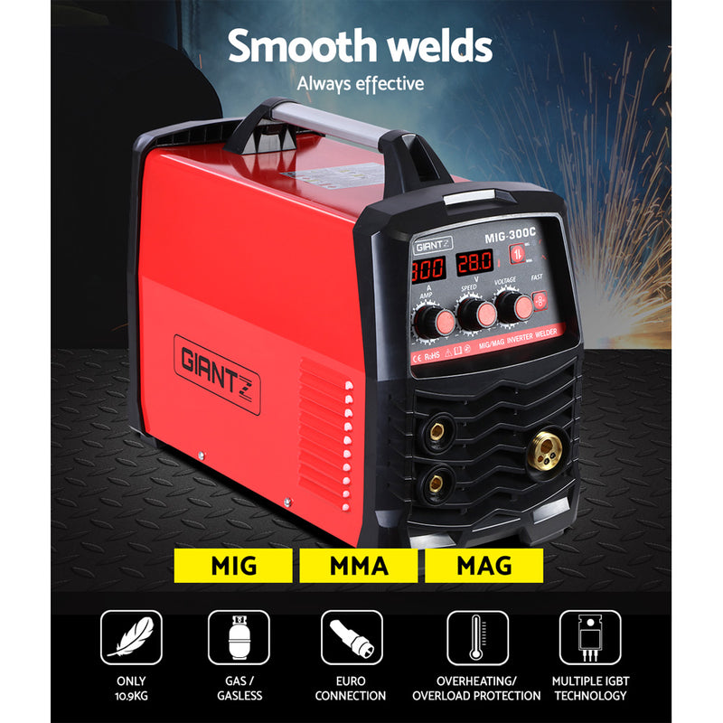 GIANTZ Inverter Welder Machine DC MIG MAG MMA Gas Gasless Welding Portable 300Amp