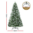 Jingle Jollys 2.7M Christmas Tree with Pine Needle Snow Wrap Xmas Tree 1765 Tips