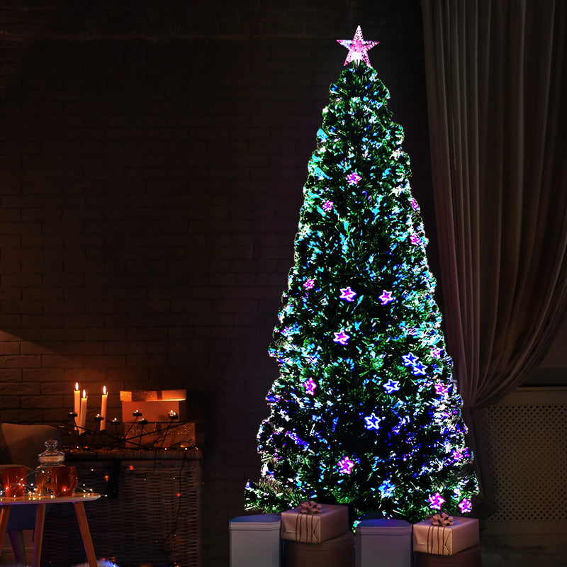 Jingle Jollys Christmas Tree 2.1M LED Xmas trees with Lights Multi Colour