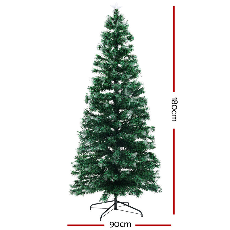 Jingle Jollys 1.8M 6FT LED Christmas Tree Xmas Multi Colour Lights Optic Fibre