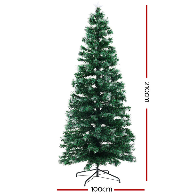 Jingle Jollys 2.1M 7FT LED Christmas Tree Xmas Multi Colour Lights Optic Fibre