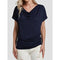 YOINS BASICS Navy V-neck Short Sleeves T-shirt