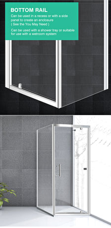 Levede Bath Shower Enclosure Screen Seal Strip Glass Shower Door 760x760x1900mm