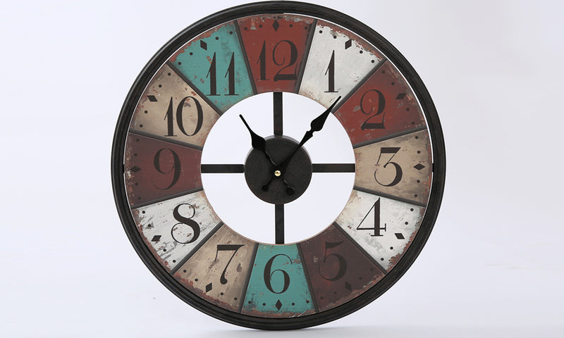 Vintage Chic Wooden Shabby Large Wall Clock Art Round Oversized Digital French