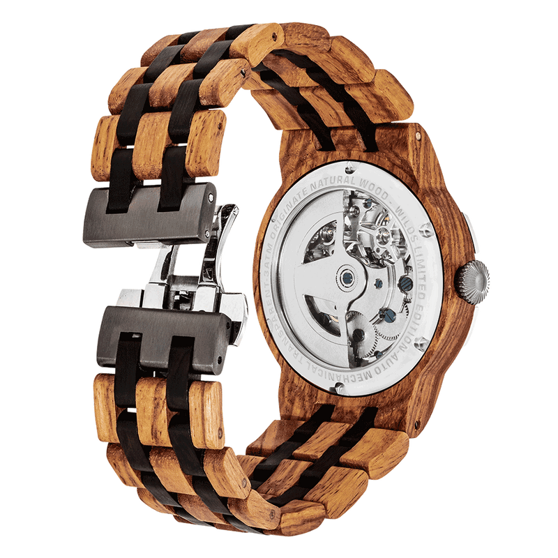 Men Dual Wheel Automatic Ambila Wood Watch