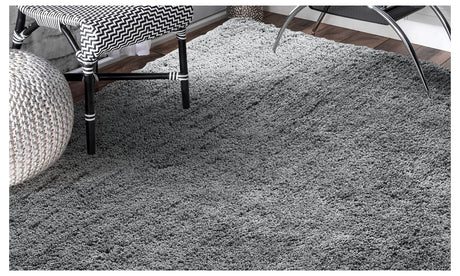 Soft Anti Slip Rectangle Plush Shaggy Floor Rug Carpet in Charcoal 200x300cm