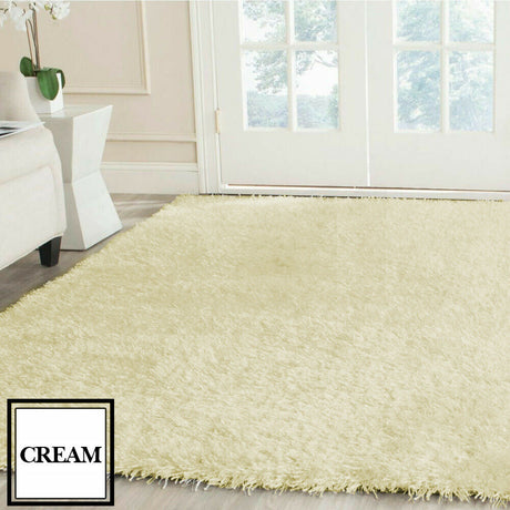 Designer Soft Shag Shaggy Floor Confetti Rug Carpet Home Decor 200x230cm Cream