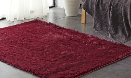 Designer Soft Shag Shaggy Floor Confetti Rug Carpet Decor 120x160cm Burgundy