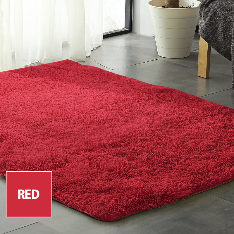 Designer Soft Shag Shaggy Floor Confetti Rug Carpet Home Decor 120x160cm Red