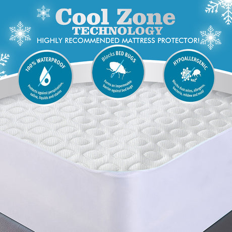 DreamZ Mattress Protector Topper Polyester Cool Fitted Cover Waterproof King