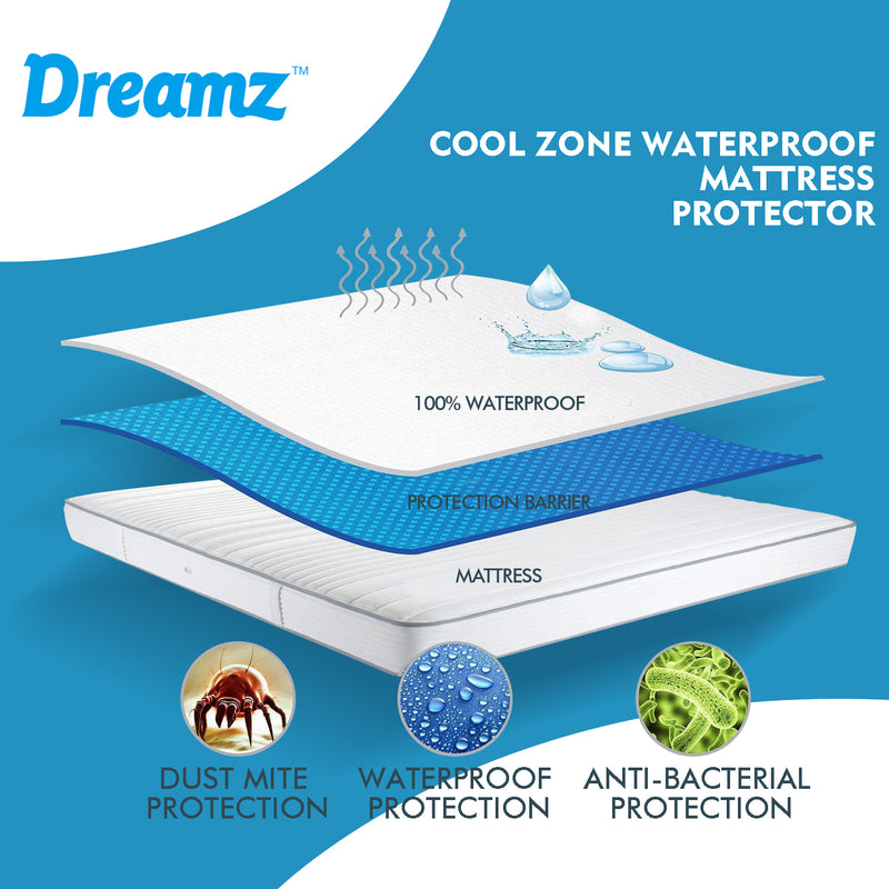 DreamZ Mattress Protector Topper Polyester Cool Fitted Cover Waterproof King