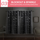 Star Blockout Curtain Panels Blackout 2 Layer Eyelet Room Darken Pure Fabric