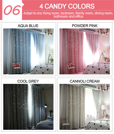 Star Blockout Curtain Panels Blackout 2 Layer Eyelet Room Darken Pure Fabric