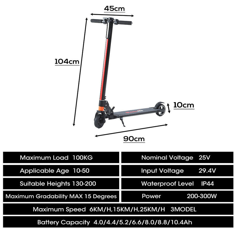 Monvelo 250W Brushless Electric Scooter Portable Foldable Commuter Bike Light