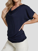 YOINS BASICS Navy V-neck Short Sleeves T-shirt