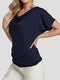 YOINS BASICS Navy V-neck Short Sleeves T-shirt