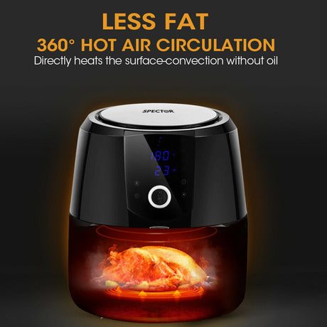 SPECTOR New 7L Air Fryer LCD Health Cooker Low Oil Rapid Deep Frying 1800W Black