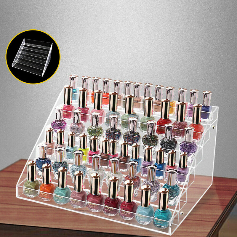 6 Tier Clear Acrylic Nail Polish Varnish Cosmetics Display Stand Rack Organiser