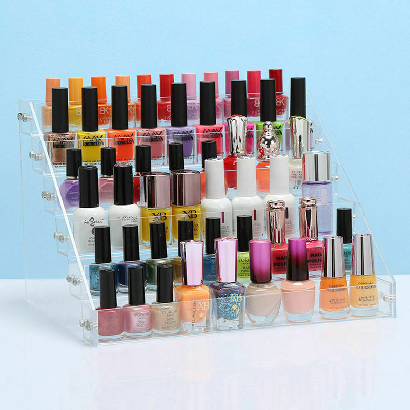 6 Tier Clear Acrylic Nail Polish Varnish Cosmetics Display Stand Rack Organiser