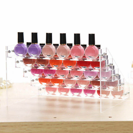 6 Tier Clear Acrylic Nail Polish Varnish Cosmetics Display Stand Rack Organiser