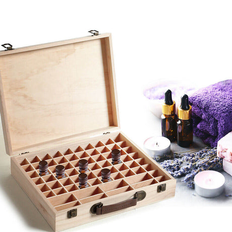 Essential Oil Storage Box Wooden 70 Slots Aromatherapy Container Organiser