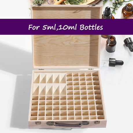 Essential Oil Storage Box Wooden 85 Slots Aromatherapy Container Organiser Case