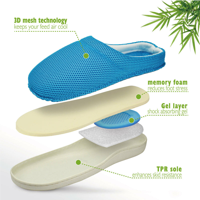 Summer Women Men Bamboo Cooling Gel Slippers Anti-fatigue Sandals Shoes Size M