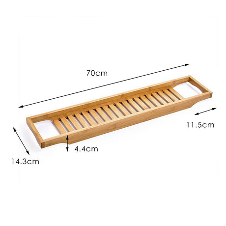 Bathroom Bamboo Bath Caddy Book Wine Glass Holder Tray Over Bathtub Rack Support