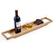 Bathroom Bamboo Bath Caddy Book Wine Glass Holder Tray Over Bathtub Rack Support