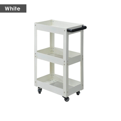 3 Tier Heavy Duty Steel Tool Cart Parts Steel Trolley  Storage Organizer White