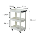 3 Tier Heavy Duty Steel Tool Cart Parts Steel Trolley  Storage Organizer Black