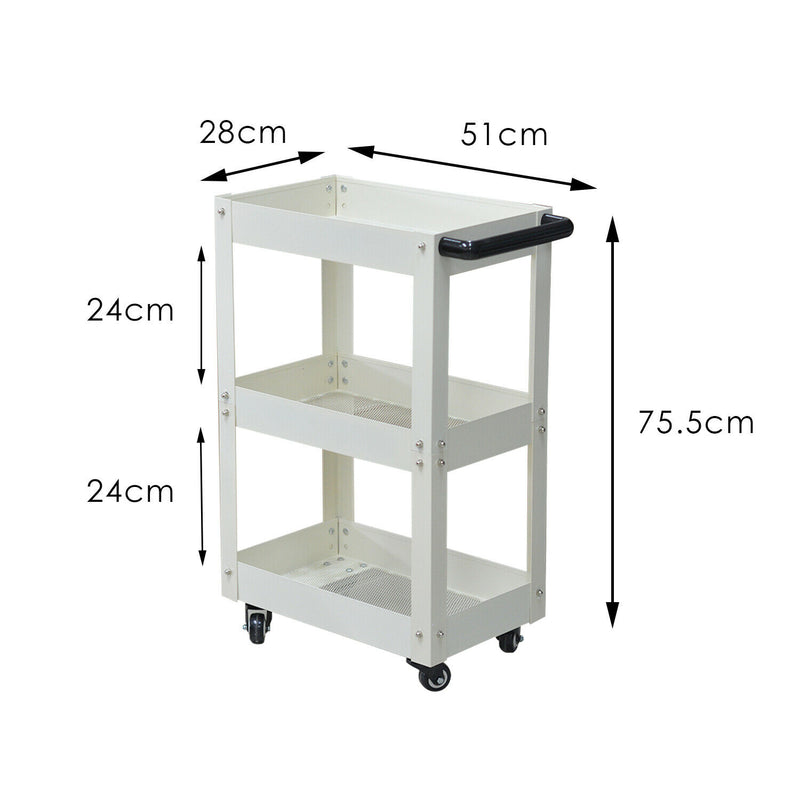 3 Tier Heavy Duty Steel Tool Cart Parts Steel Trolley  Storage Organizer Tiffany