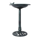 Bird Bath Feeder Metal Vintage Antique Garden Freestanding Iron Stake Bowl Green