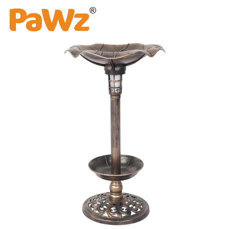 PaWz Bird Bath Feeder Feeding Food Station Ornamental Solar Light Outdoor Garden