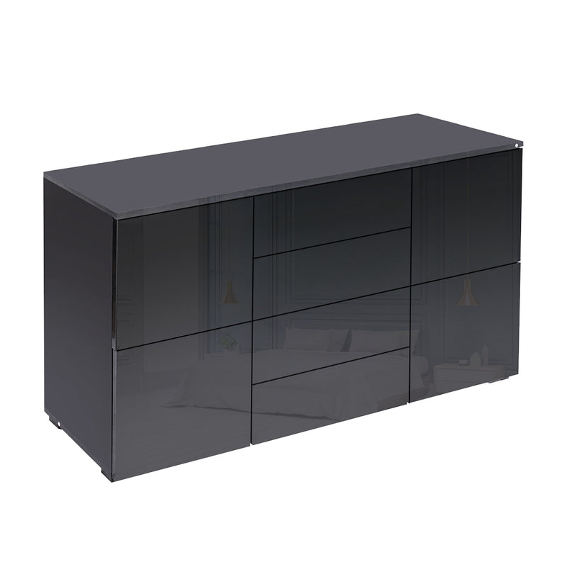 Levede Buffet Sideboard Cabinet Storage Modern High Gloss Cupboard Drawers Black 150cm