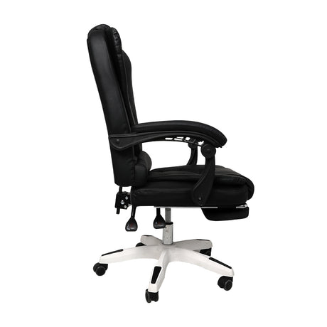 Gaming Chair Office Computer Seat Racing PU Leather Executive Footrest Racer Black