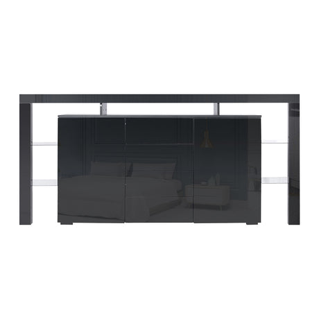 Levede Buffet Sideboard Cabinet Storage Modern High Gloss Cupboard Drawers Black 192cm